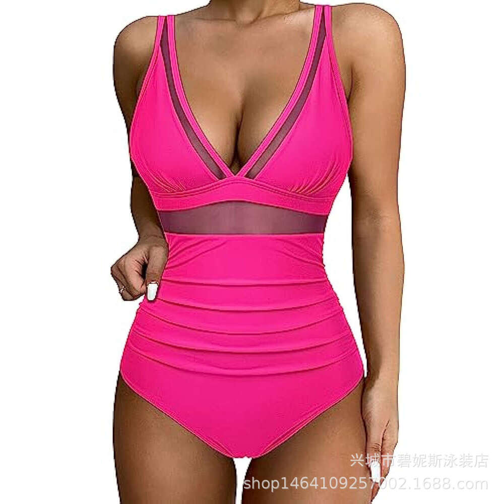 New European American high waisted one-piece women's tight fitting and sexy hollow out popular swimsuit, 2025 new casual fashion trend clothing