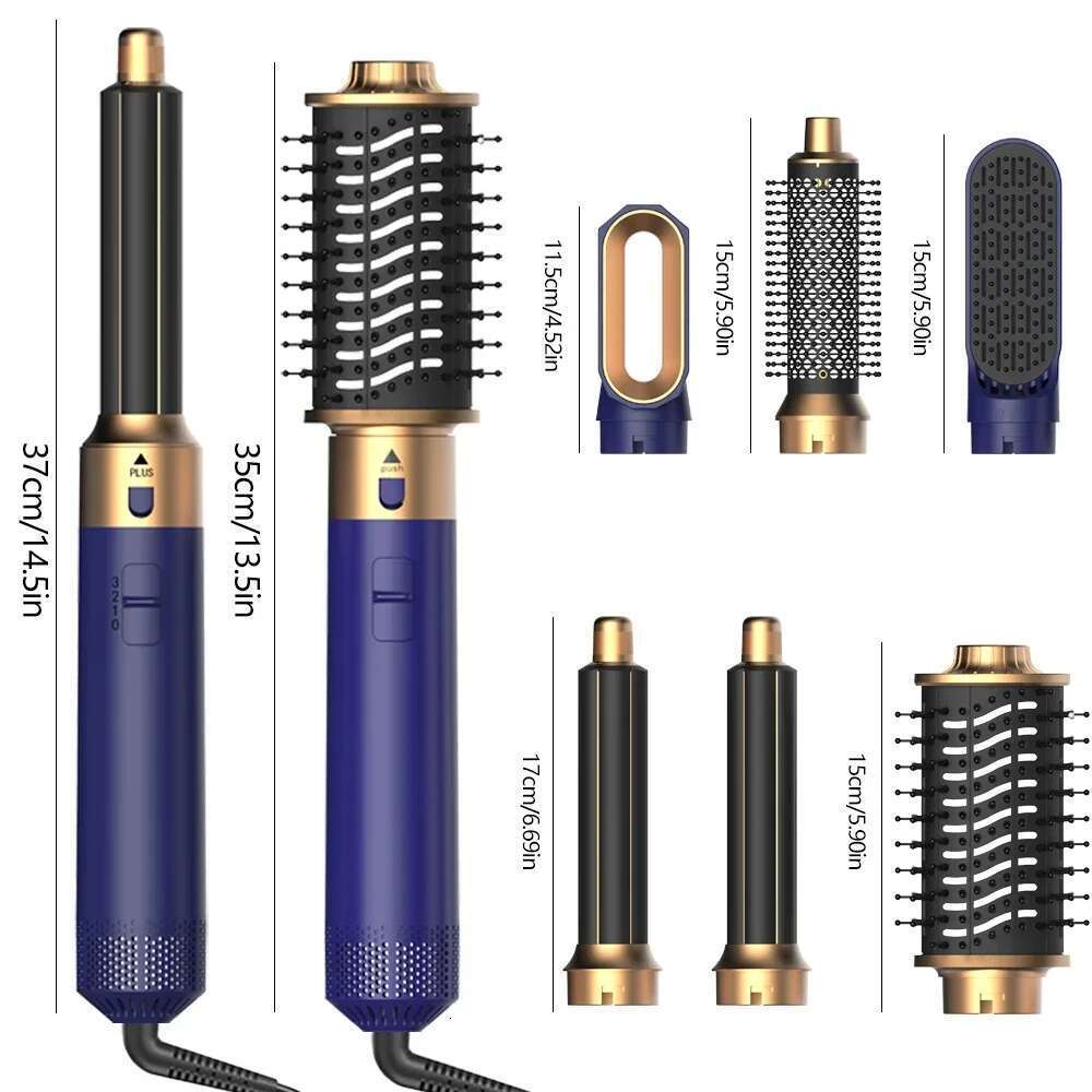 6 in 1 Hair Dryer Comb Brush Multifunctional Styling Set Curling Roller Straightener Hot Air Blow Styler Kit