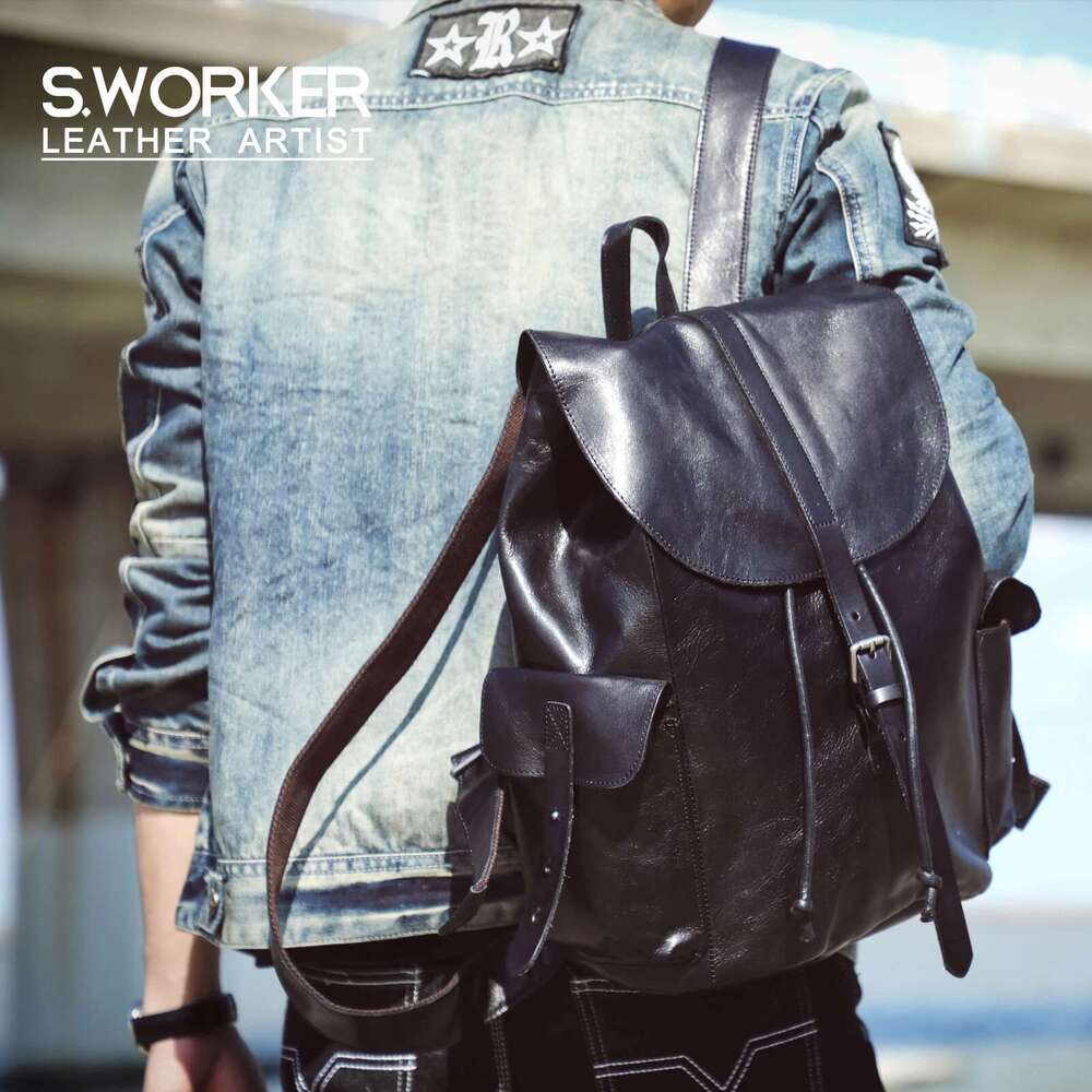 Casual Genuine Leather Men's Backpack Laptop For Men Travel Bag Top Layer Cowhide Male Backpacks Fashion Preppy Style
