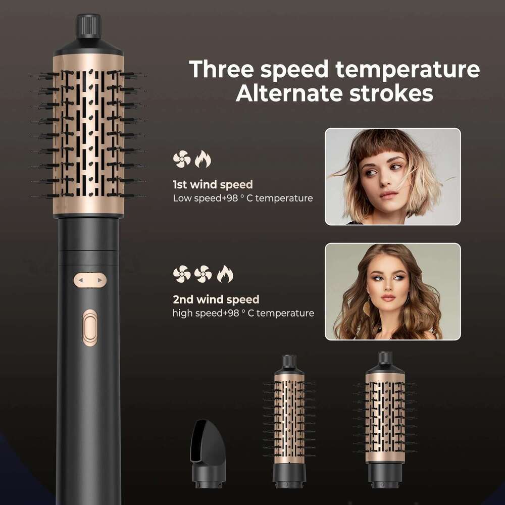 Rotating Hair Brush, 3 in 1 Round Hot Air Spin Set, Volumizer Blow Dryer Brush with 2 Brushes