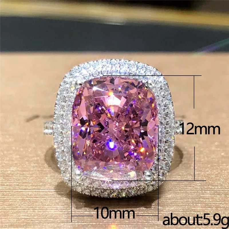 925 Sterling Silver Pink CZ Womens Rings Brilliant Engagement Wedding Accories Valentines Gift New Train JewelryXJ250514
