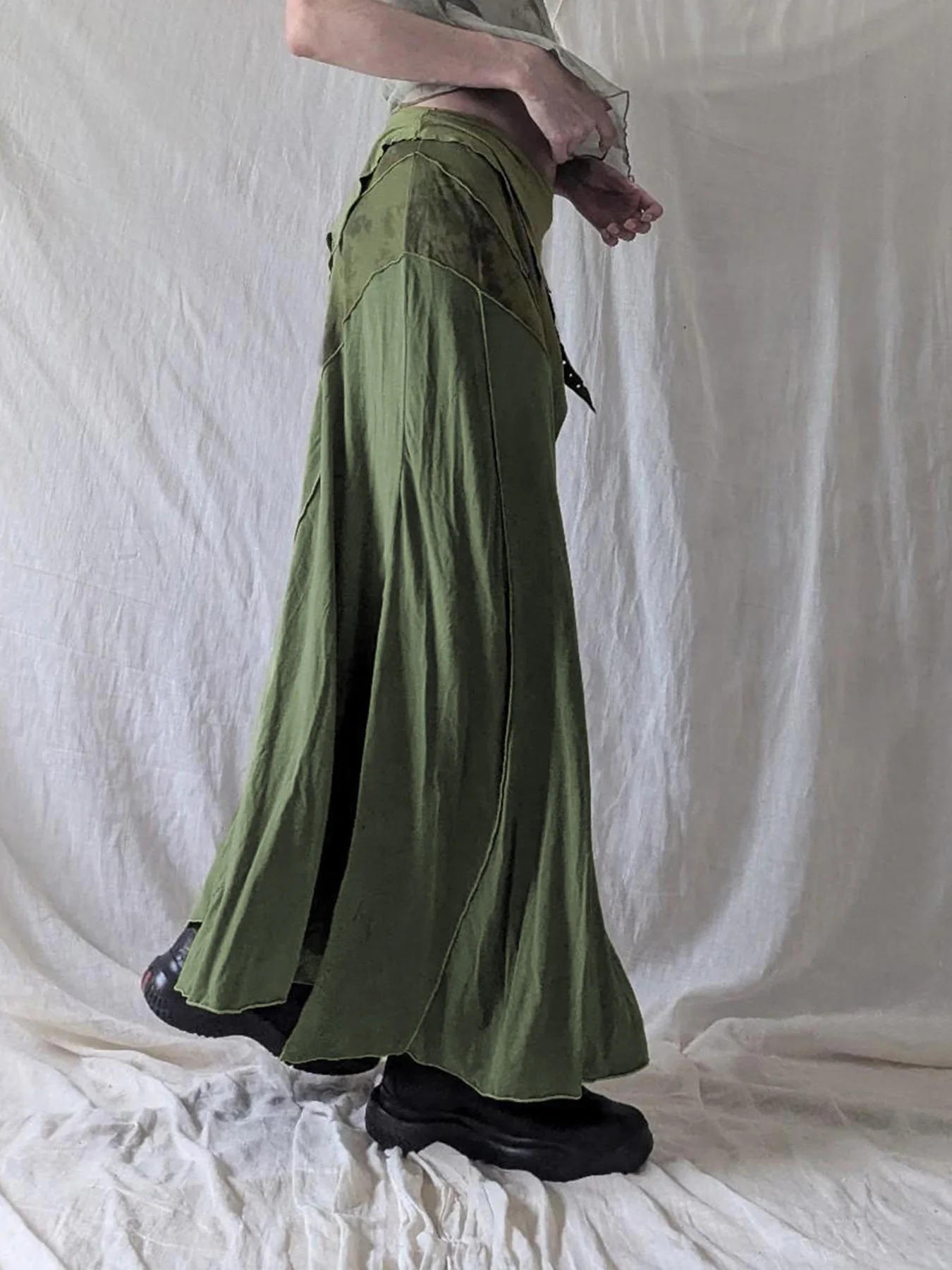 IAMSURE Grunge Fairycore Patchwork Skirts Holiday Vintage LowWaisted Maxi Women Spring Autumn Beach Style Ladies 250514
