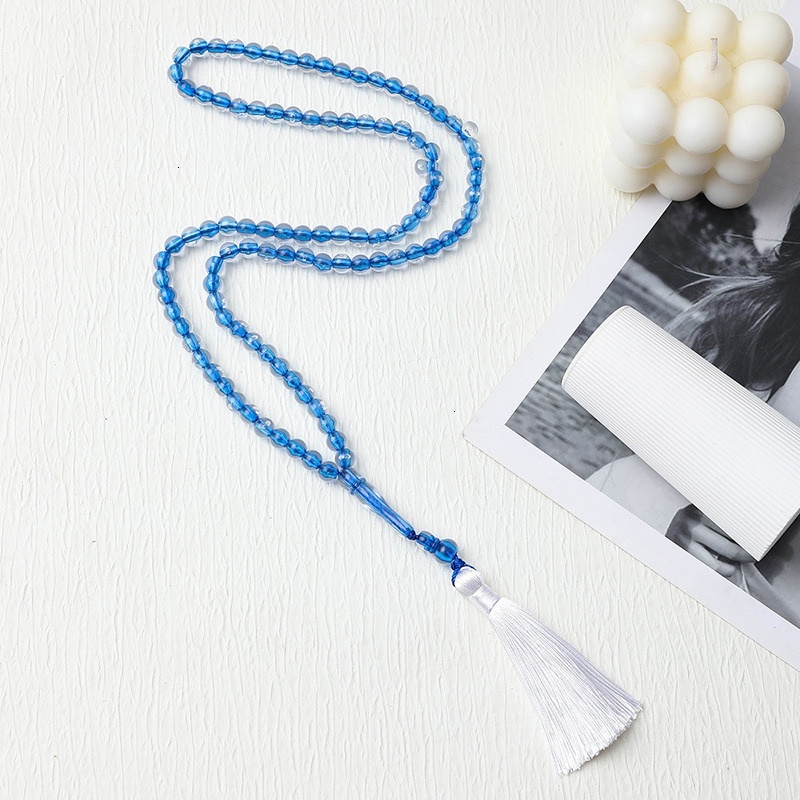 Solid color Muslim prayer bead bracelet for both men and women, crystal bracelet, birthday gift tassel