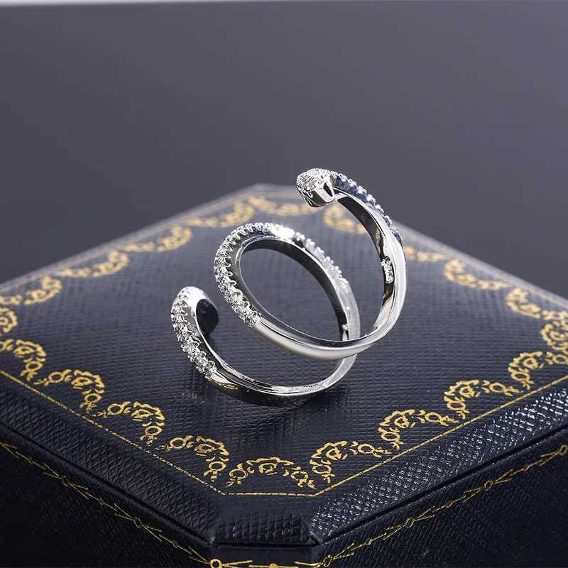 New Fashion 925 Silver Ring Geometric Zircon Ring Irregular Line Ring Personality Simple Engagement Wedding JewelryXJ250514