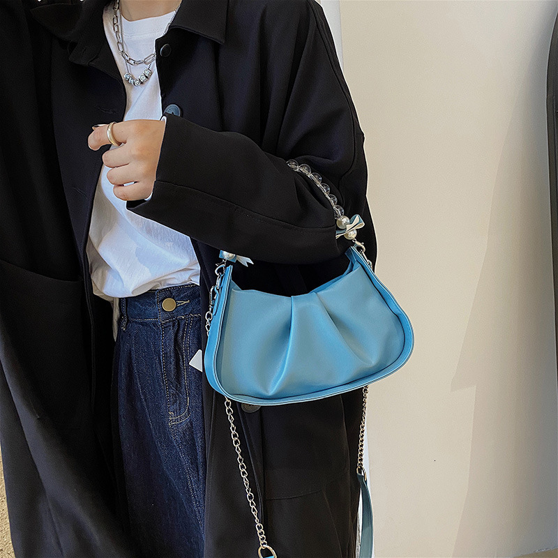 Free Delivery Designer Bag Leisure Chain White For Women 2025 Autumn New Trendy And Casual Style Armpit Pleated Cloud Crossbody Luxury Bag