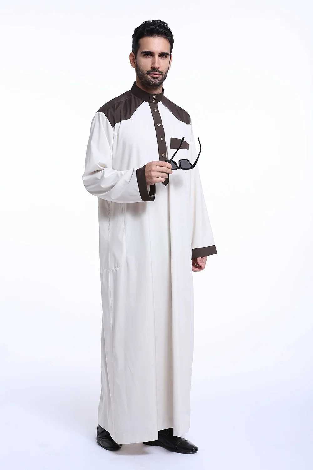 Saudi Arabic Men Jubba Thobe Muslim Long Sleeve Robe Thoub Eid Ramadan Dishdasha Traditional Clothing Islamic Prayer Abaya Dress X250514