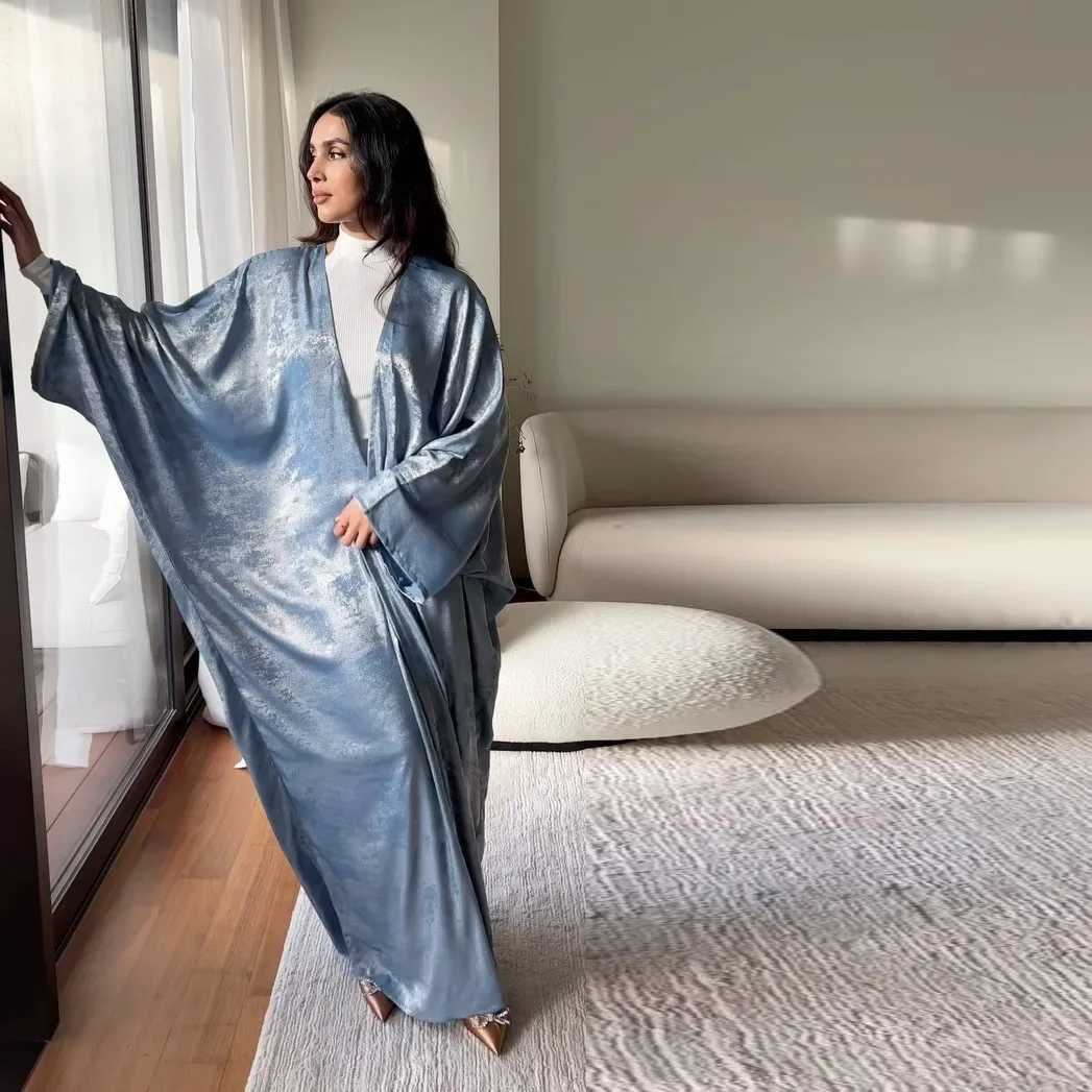 Satin Kimono Open Abayas for Women 2025 Ramadan Muslim Dress Turkey Kaftan Ka Caftan Marocain Abaya Dubai Luxury Jalabiya X250514
