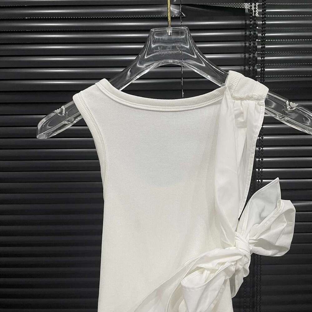 Getspring Women Tanks 2025 Spring Summer Three Dimensional Bow Decorative Sleeveless Slim White Tops All Match Fashion Vest New