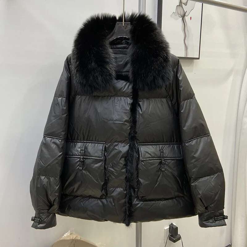 2023 Fashion Autumn Winter Real Mink Fur Coat Women Natural White Duck Feather Down Jacket Outerwear Loose Streetwear
