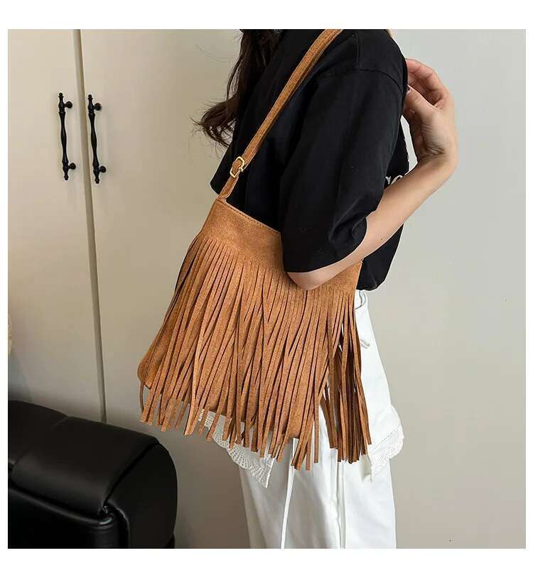 2025 Korean Matte Messenger Bag Women, Niche Fringed Shoulder Bag, Anti-Theft Casual Crossbody Purse For Daily Use & Travel