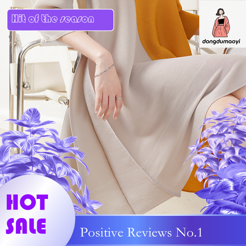 dongdumaoyi Shopee loose oversized round neck mid length dress looks slim and fashionable