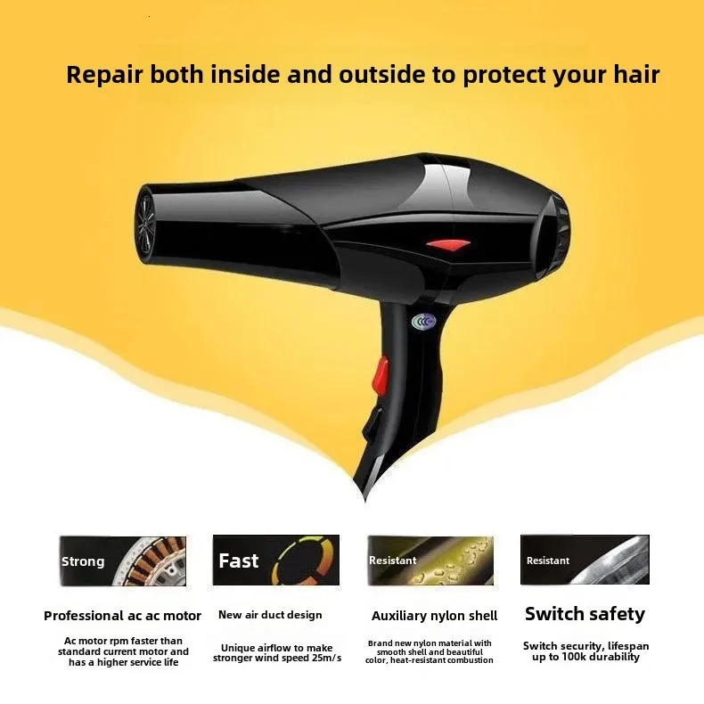 Powerful Hair Dryer For Home And Salon Non-Damaging To Hair Ideal For Students Dormitory Large Power Electric Blow Dryer 250513