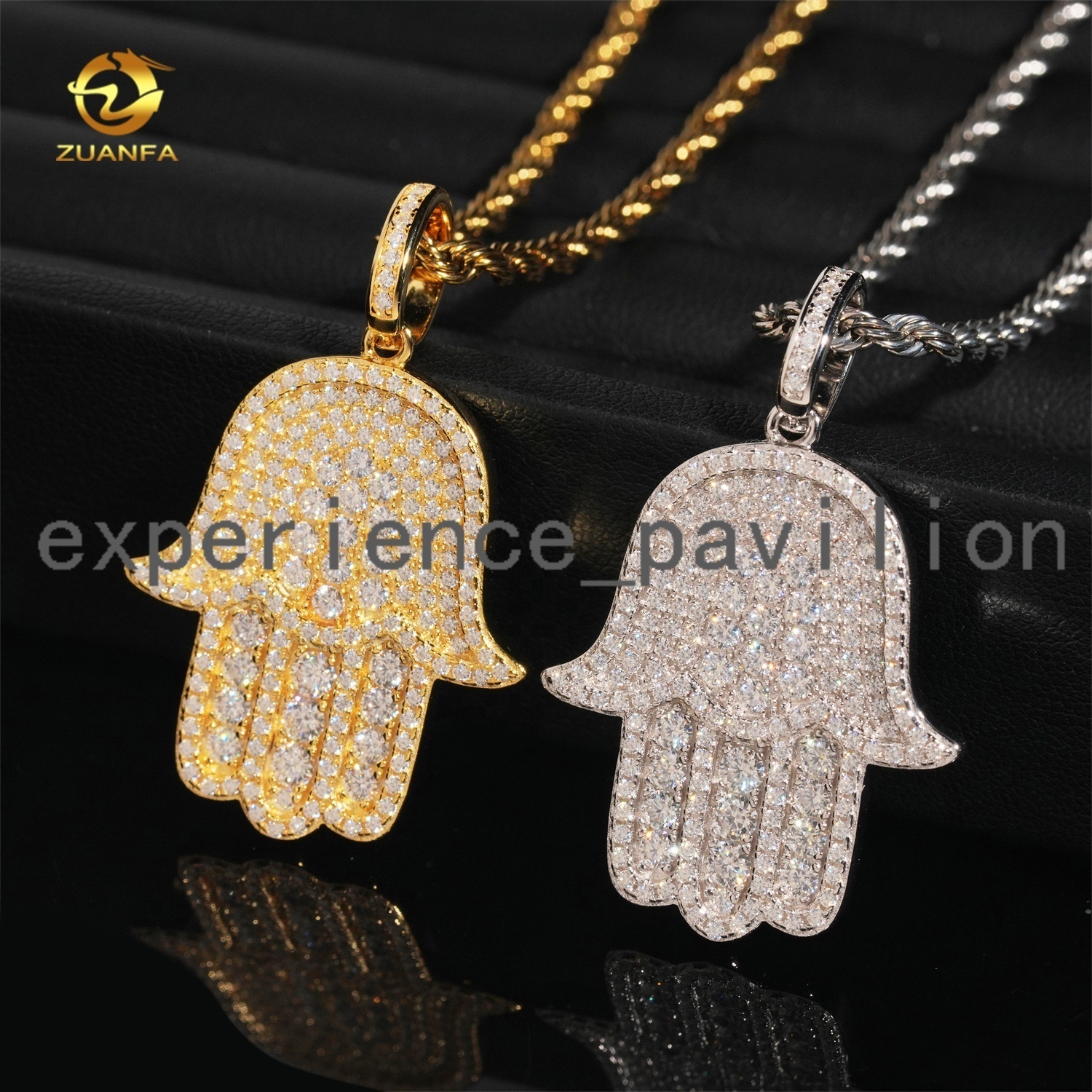 Hip Hop Fashion Rapper Charm 925 Sterling Silver Iced Out Diamond Moissanite Hamsa Hand Pendant