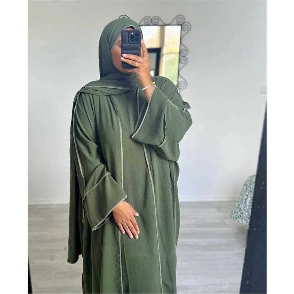 3 Piece Abayas Matching Muslim Sets Hijab Dress Crepe Open Kimono for Women Dubai Turkey Inner Dresses Islamic Clothing Ramadan X250514