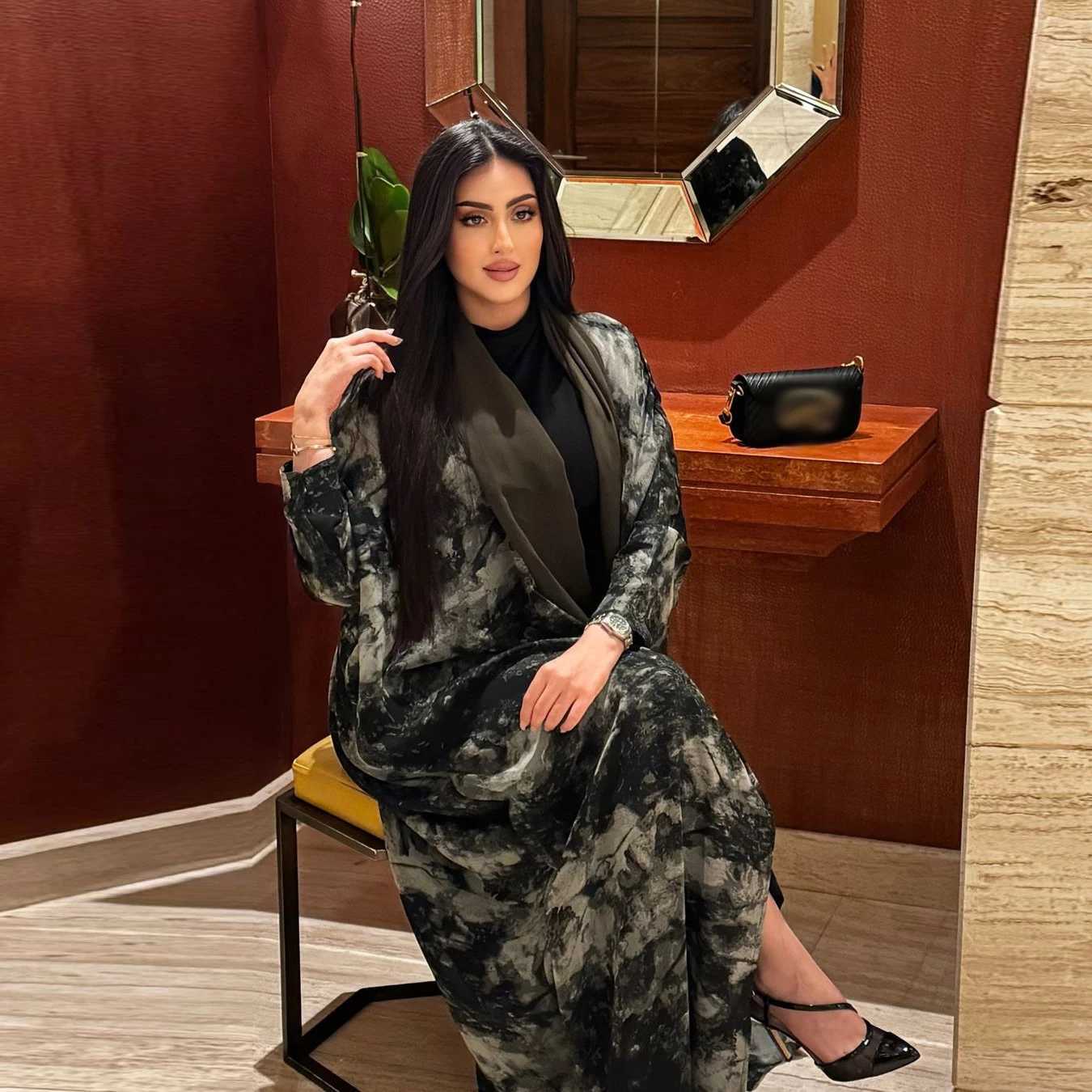 Muslim Women Print Kimono Open Abayas Dubai Turkey Kaftan Islam Jalabiya Ka Eid Djellaba Ramadan Caftan Marocain Femme Robe X250514