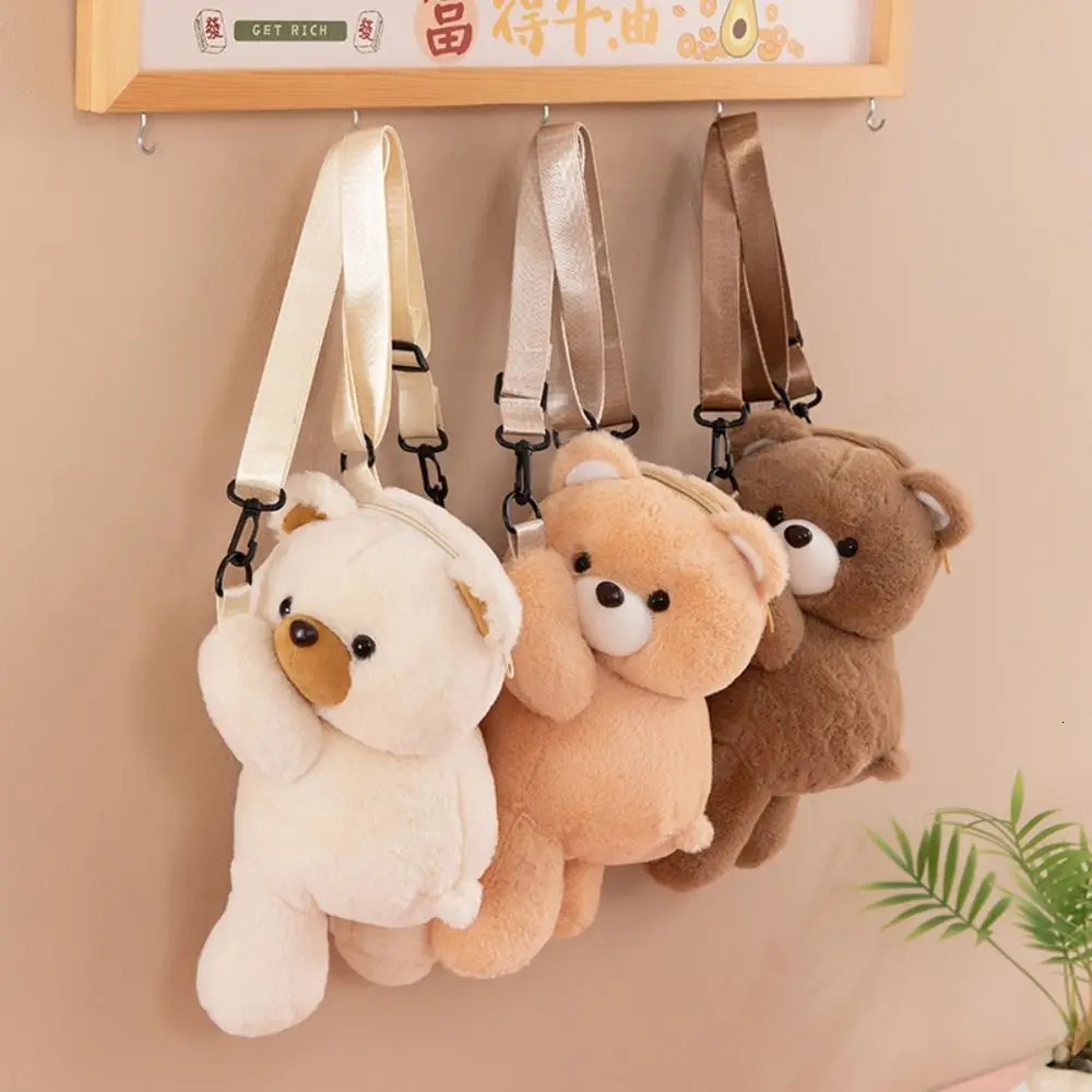Simple Plush Toy Bear Crossbody Bag Large Capacity Doll Children Backpack JK Lolita Animal Shoulder Bag Lady 250514
