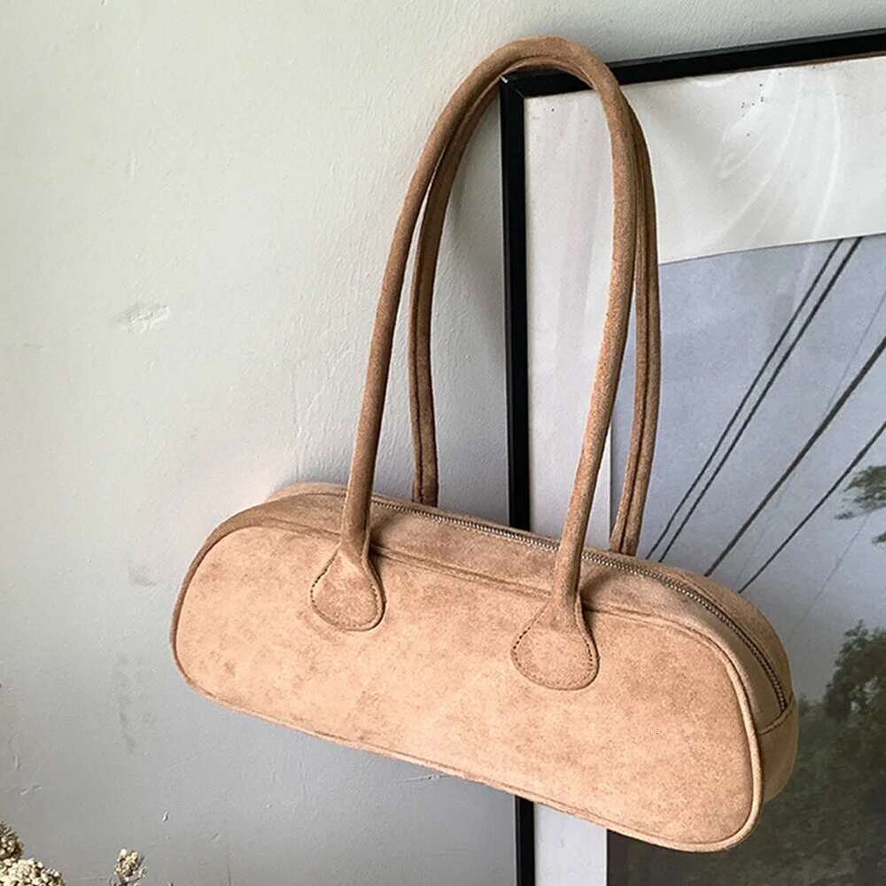 Suede Boston For Women's Korean Bowling Tote Bag Large Capacity Casual Handbag Solid Color Versatile Shoulder Underarm Bags