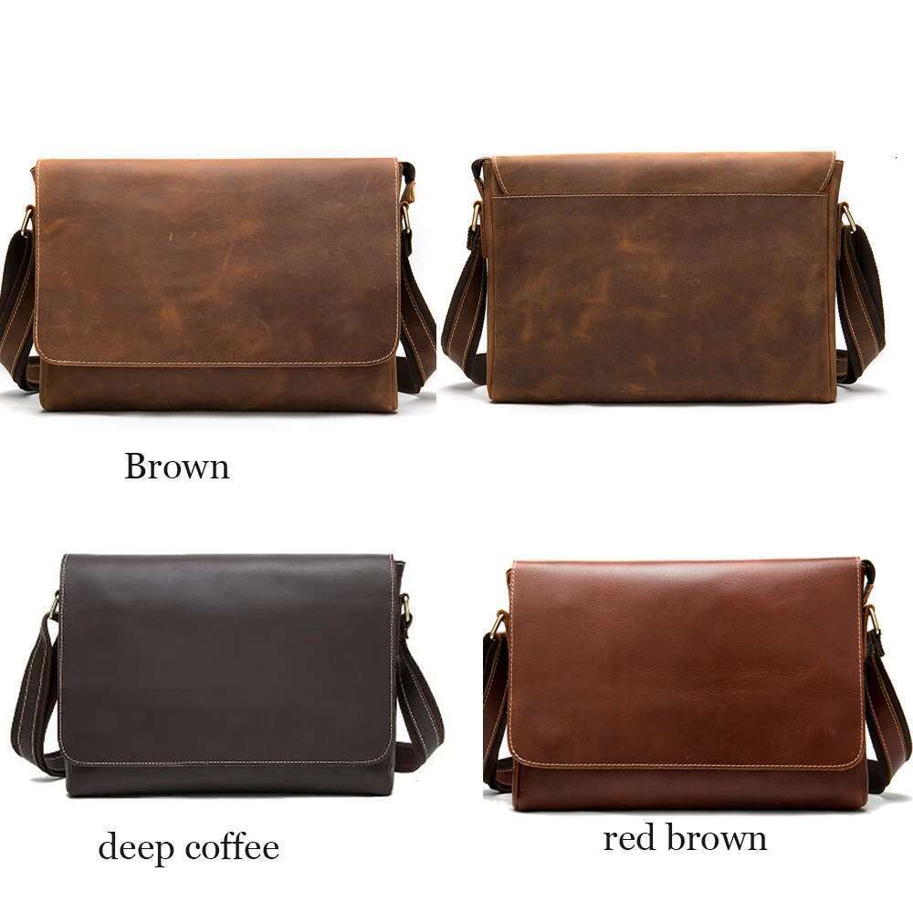 WESTAL 13inch Computer Crazy Horse Leather Men's Briefcases Laptop Bag Office for Men Cover Shoulder Messenger Bags