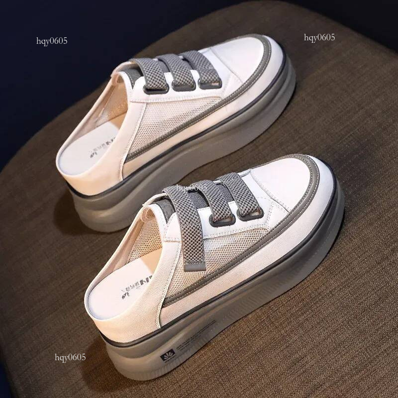 Top quality Brand High Quality New Style Free Delivery Designer Women's Half 7cm Slippers Platform Ladies Comfort Slip-on Sneakers Trendy Mules H