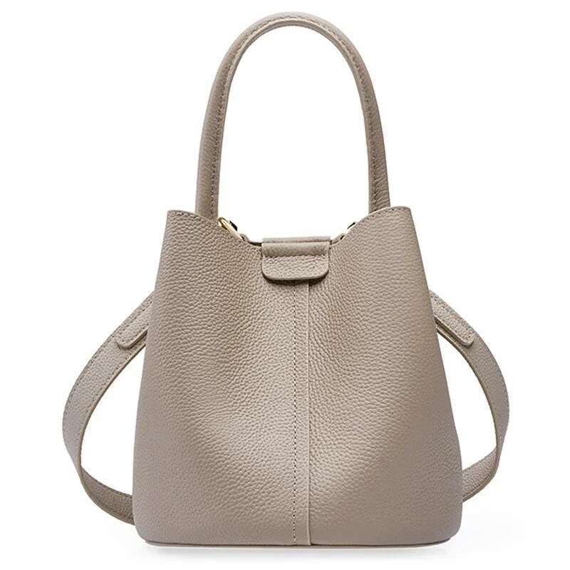 Genuine Leather New Commuter Women's Bucket Lady Top Handle Vegetable Basket Crossbody Messenger Bag
