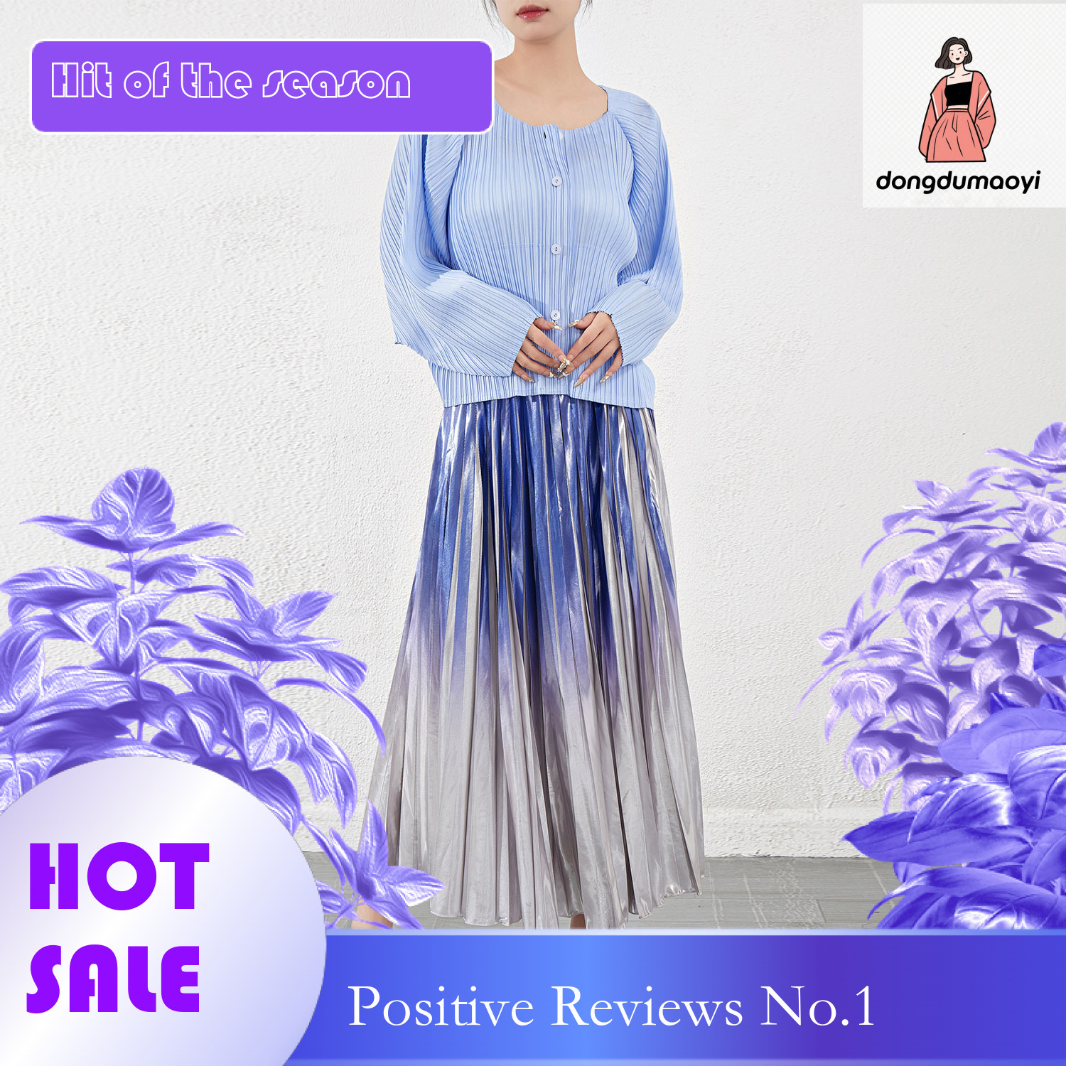 dongdumaoyi Miyake loose short jacket for women 2023 Spring and Autumn new style temperament design sense small shirt single breasted long sleeved ple