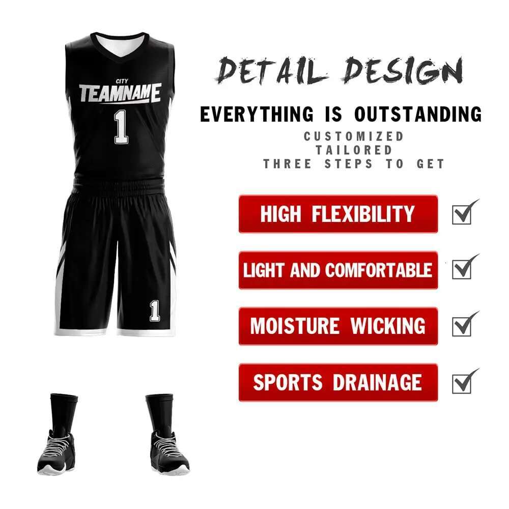 Custom Reversible Basketball Jersey Set Personalized Printed Your Name And Number Team Sports Uniform For Men Women Kids