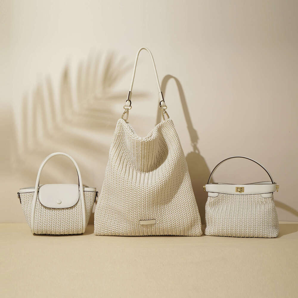 2025 Summer New Knitted Tote For Women Large Capacity Work Simple Commuter Single Shoulder Crossbody Bag