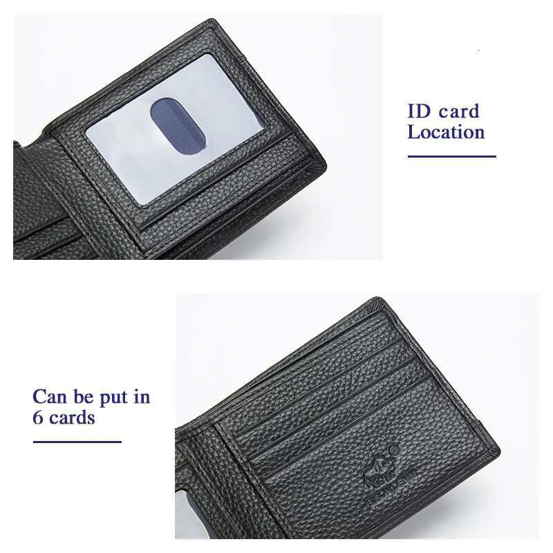 BISONDENIM Genuine Leather Men Coin Pocket Card Holder Male Purse Fashion Wallets High Quality Gift For Husband Father