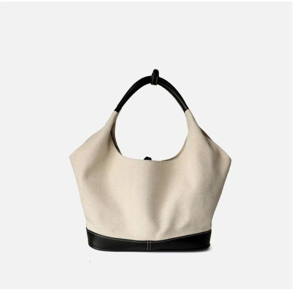 Casual Large Capacity Exposure Simple Canvas Handbags All-Match Patchwork Lazy Shoulder Commuter Practical Women Underarm Bags