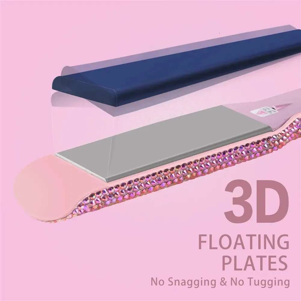Rhinestone Flat Titanium Straightener Dual Voltage Iron Professional Hair Tools LCD Display 2 Inch Plate Irons