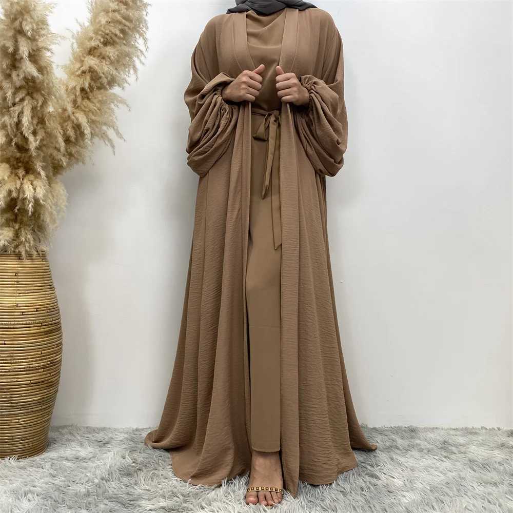 Satin Abaya for Women Shimmer Lantern Slve Islamic Hijab Robe Dubai Turkey Modest Outfit Kaftan Ramadan Muslim Long Dress X250514