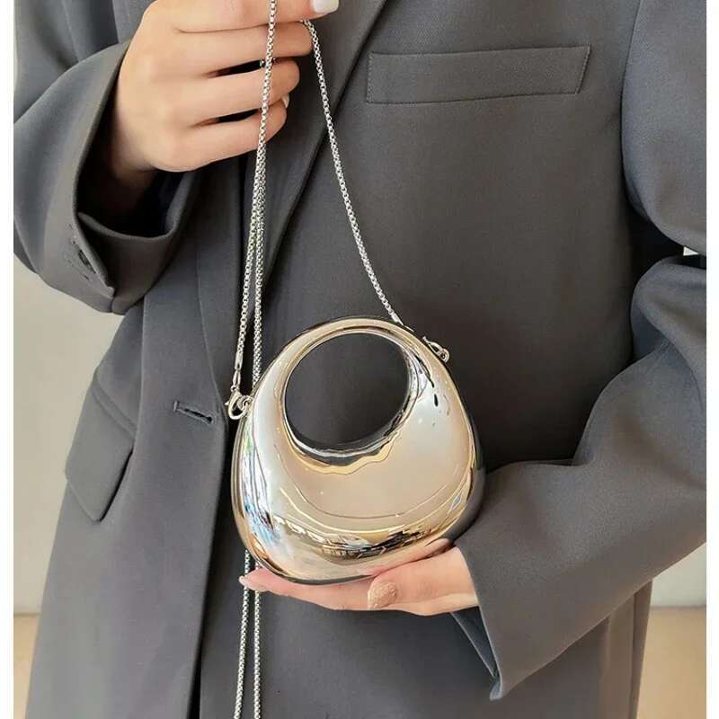 Hot Selling Crossbody New PVC Metallic Luster Half Moon Party Banquet Women's Bag Handbag Bolso De Mujer