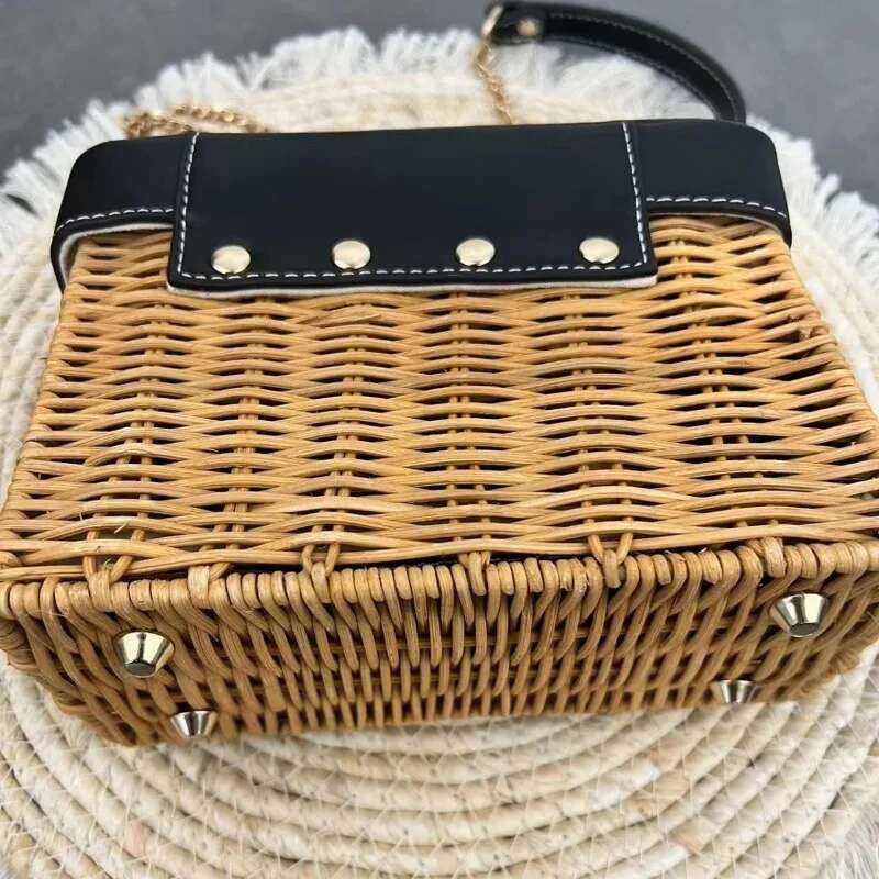 Handmade Rattan Woven Beach Versatile Women's Fashionable Small Handbag Bag