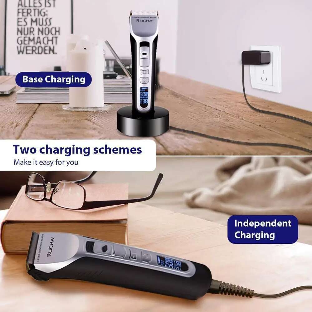 Trimmer Rechargeable Electric Clipper Ceramic Blade LCD Display Salon Men Hair Cutting Hine