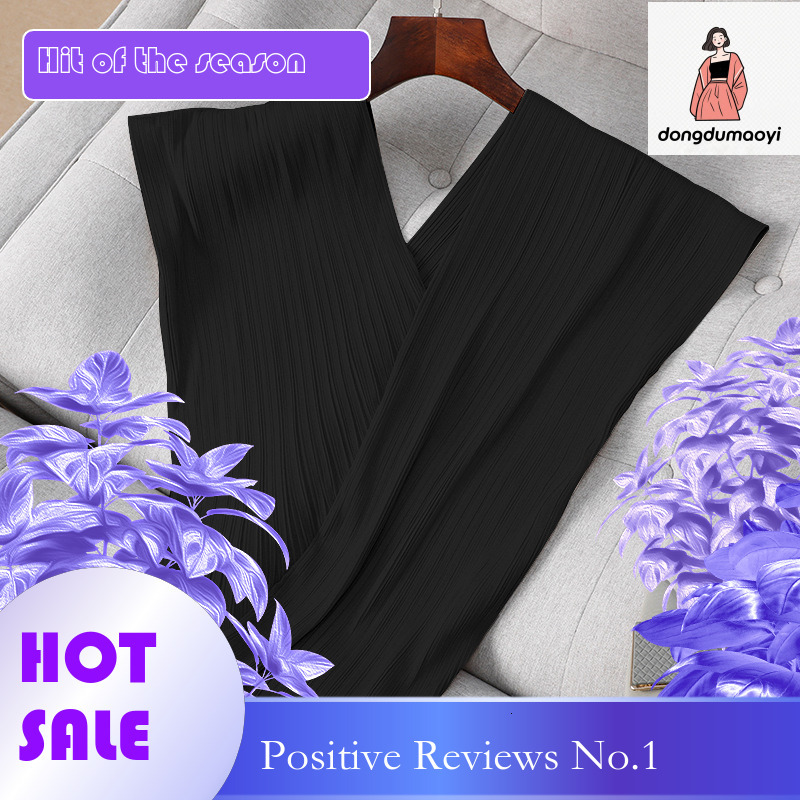 dongdumaoyi Miyake basic T-shirt short sleeved summer loose and fashionable pleated slimming irregular high-end V-neck top
