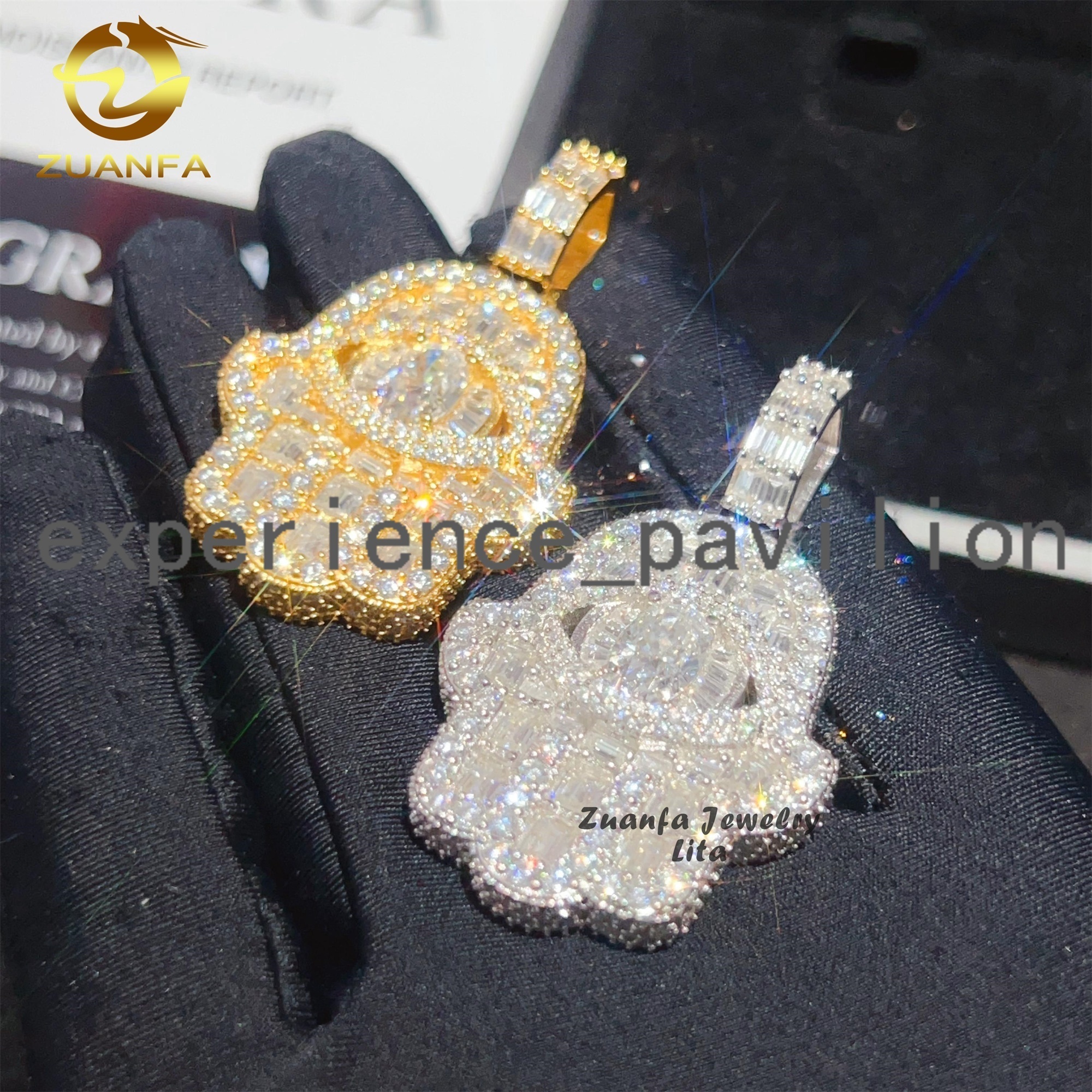 Fine Jewelry Top Quality Hip Hop Rapper Charms Silver 925 Iced Out VVS Moissanite Diamond Hamsa Pendant