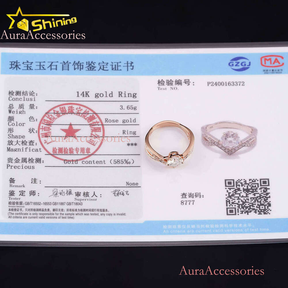 High Quality Handmade Wedding Band Design 14K Gold Lab Grown Dia Jewelry Women Real Moissanite Ring