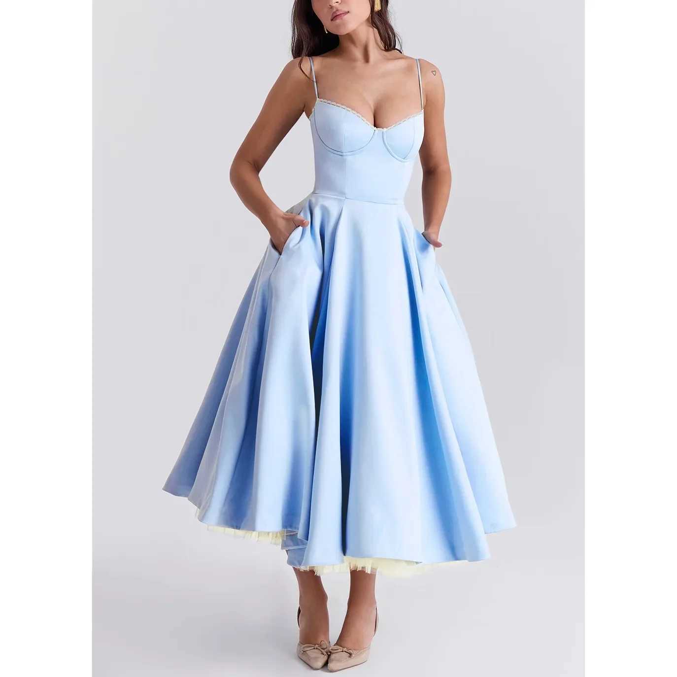 Sexy Womens European Style Tank Top Strapless Dress Puff Skirt Long Dress New Arrival Cross-Border ShoppingXJ250514