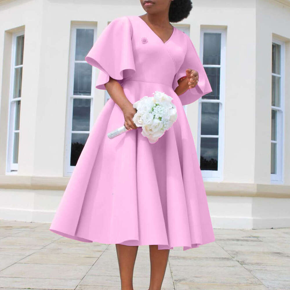 Women's Wear Women's 2023 New Flare Sleeves V-Neck Fashionable Style Large Dress