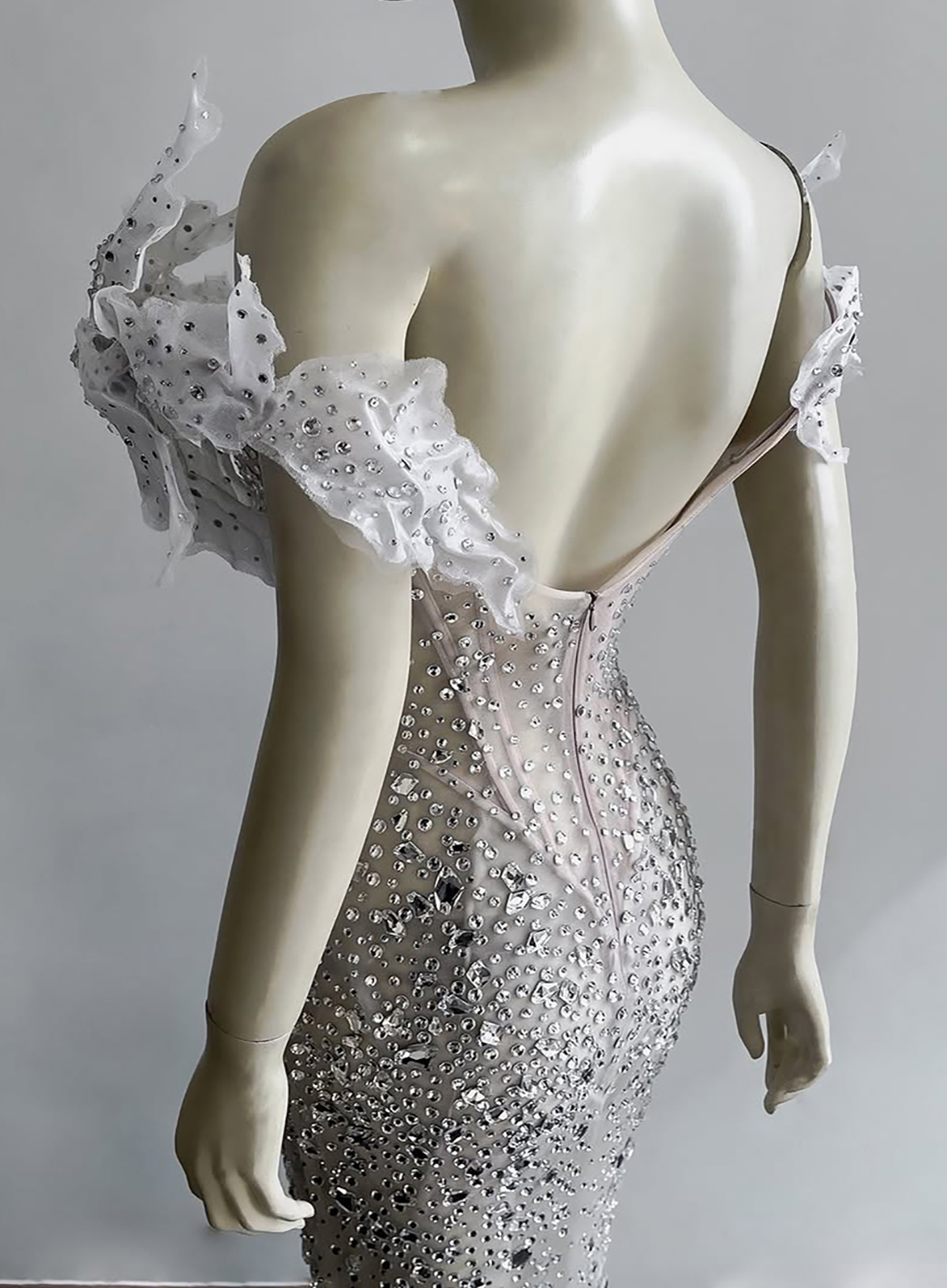 Crystal Beaded Mermaid Wedding Dress Plus Size 3D Flower Off Shoulder Bridal Gowns Sexy Backless Bride Dresses