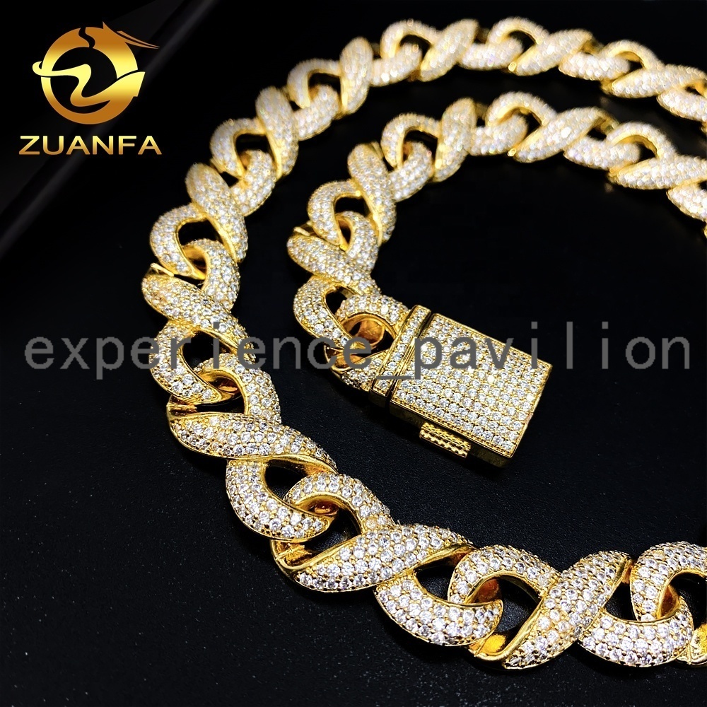 Wholesale Price Fashion Jewelry Necklace Brass Micro Pave Iced Out moissanite Diamond Custom Hip Hop Jewelry Cuban Link Chain