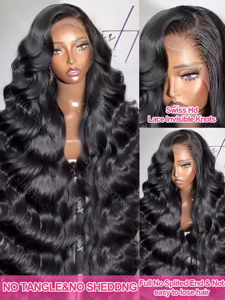 200% Density 13x4 Natural 1B Body Wave HD Transparent Lace wigs Brazilian Virgin Hair Frontal Wigs Pre plucked Wigs Synthetic Front wigs For Women
