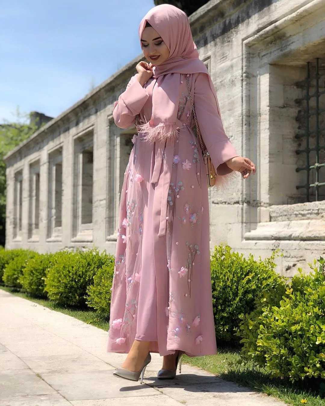 Ramadan Muslim Dress Flower Abayas for Women Eid Mubarak Djellaba Islamic Clothing Dubai Open Abaya Turkey Kaftan Jalabiya Robe X250514