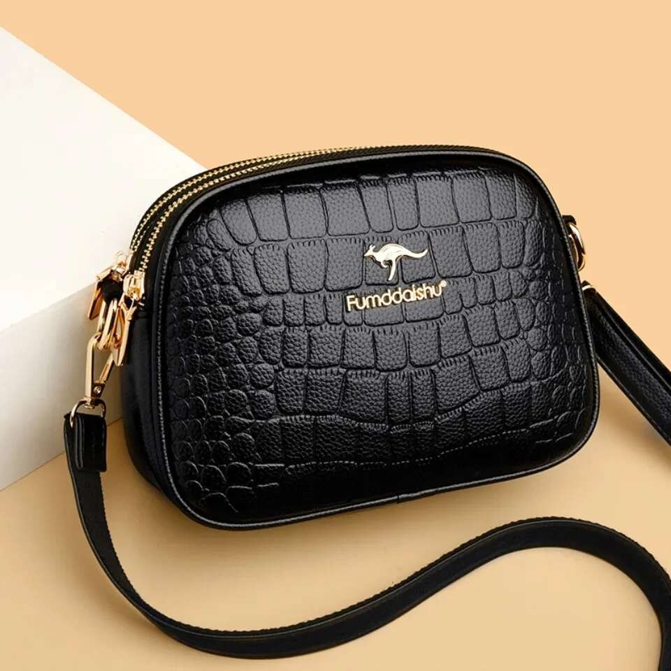 3 Layers Zipper Pockets Quality Crocodile PU Leather Women's Handbags Shoulder CrossBody Bags Light Female Handbag Sac