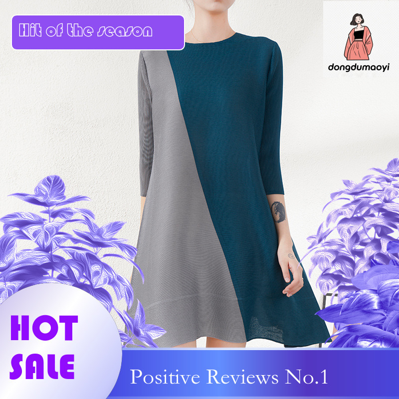 dongdumaoyi Shopee loose oversized round neck mid length dress looks slim and fashionable