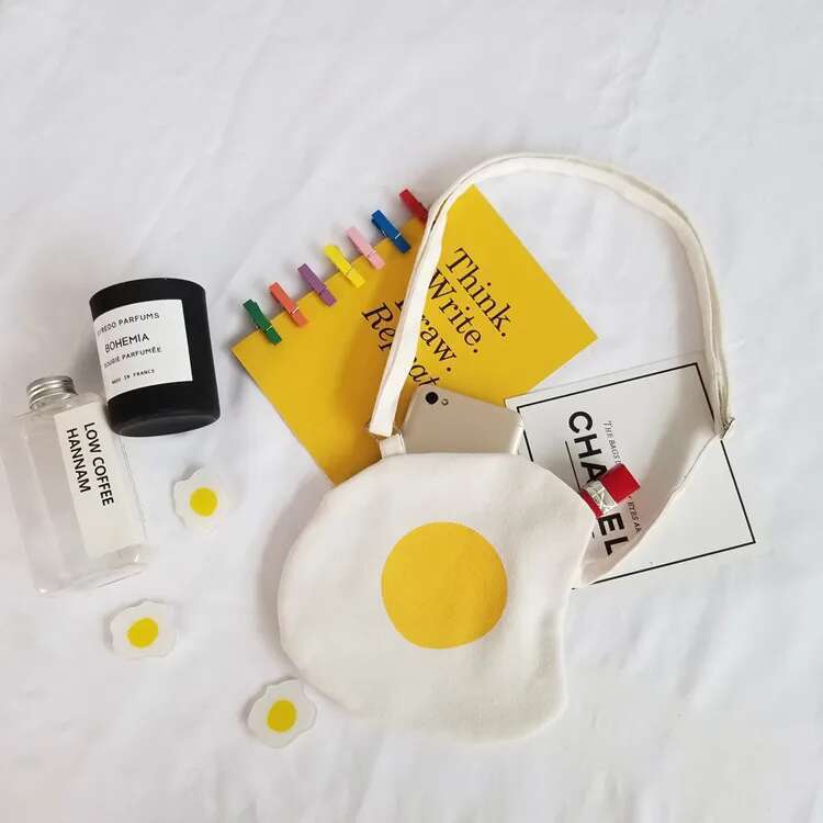 Kawaii Poached Summer Egg Packet Cute Cartoon Messenger Canvas Shoulder Bags Women Purse Crossbody Bag Satchels