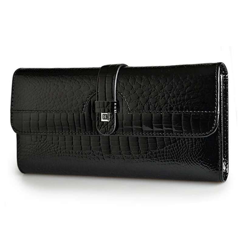 Fashion Women's Genuine Leather Handbags Women Designer WalletsShiny Long Purses 2022 Ladies Elegant Clutch Bag