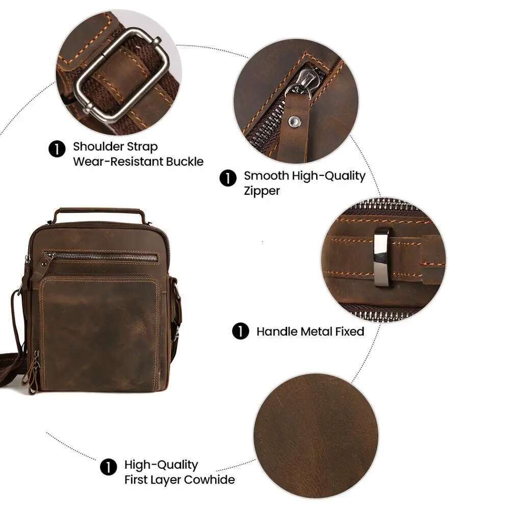 JOYIR New Genuine Leather Men Vintage Handbags Small Flap Men's Shoulder Casual Office Messenger Bags Fashion Crossbody Bag