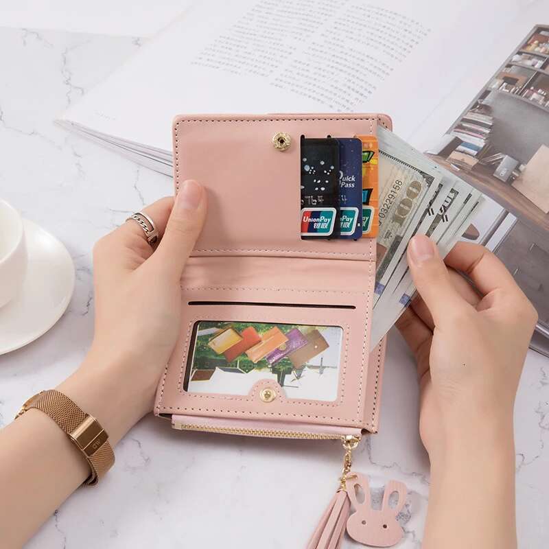PU Women's Wallet Made of Leather Women Card Holder Foldable Portable Lady Coin Purses