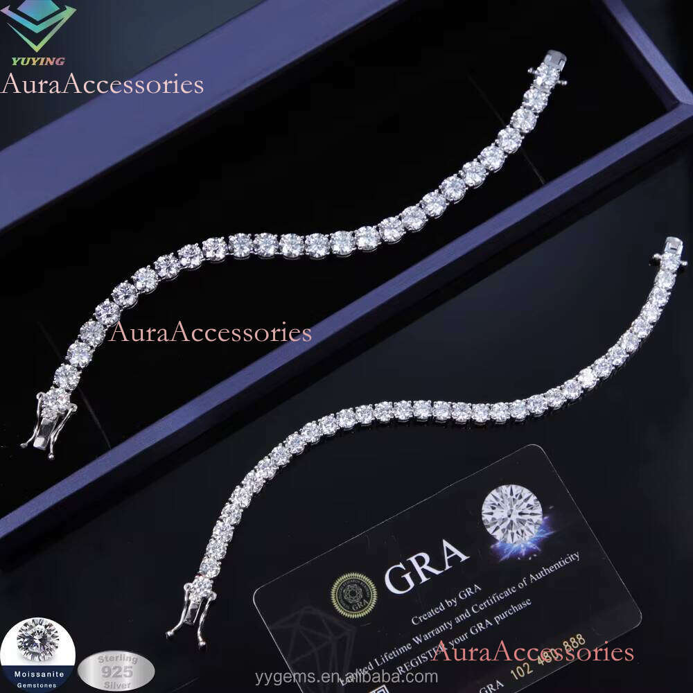 Factory Directly Sterling Sier Mossanite in Stock 2mm--6.5mm VVS Moissanite Dia Tennis Bracelets